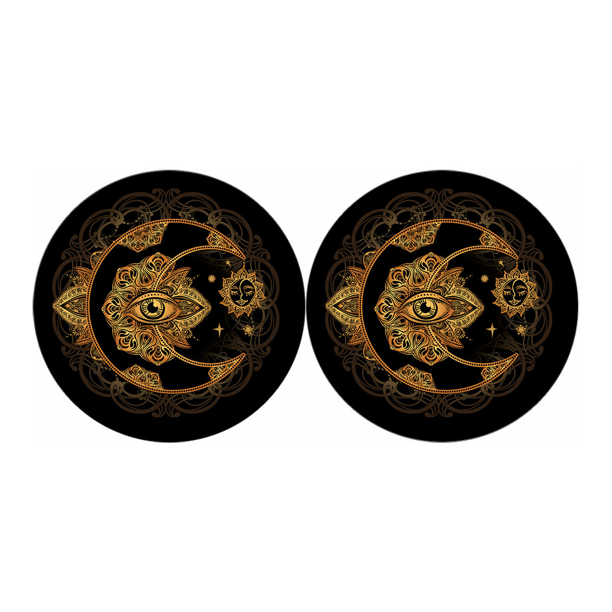 Bohemian Sun And Moon Print Car Coasters