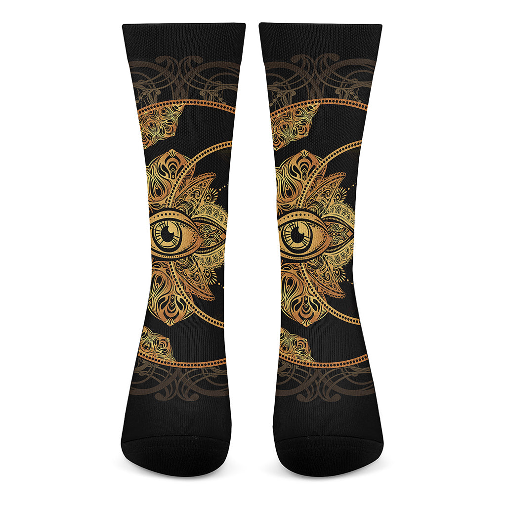 Bohemian Sun And Moon Print Crew Socks