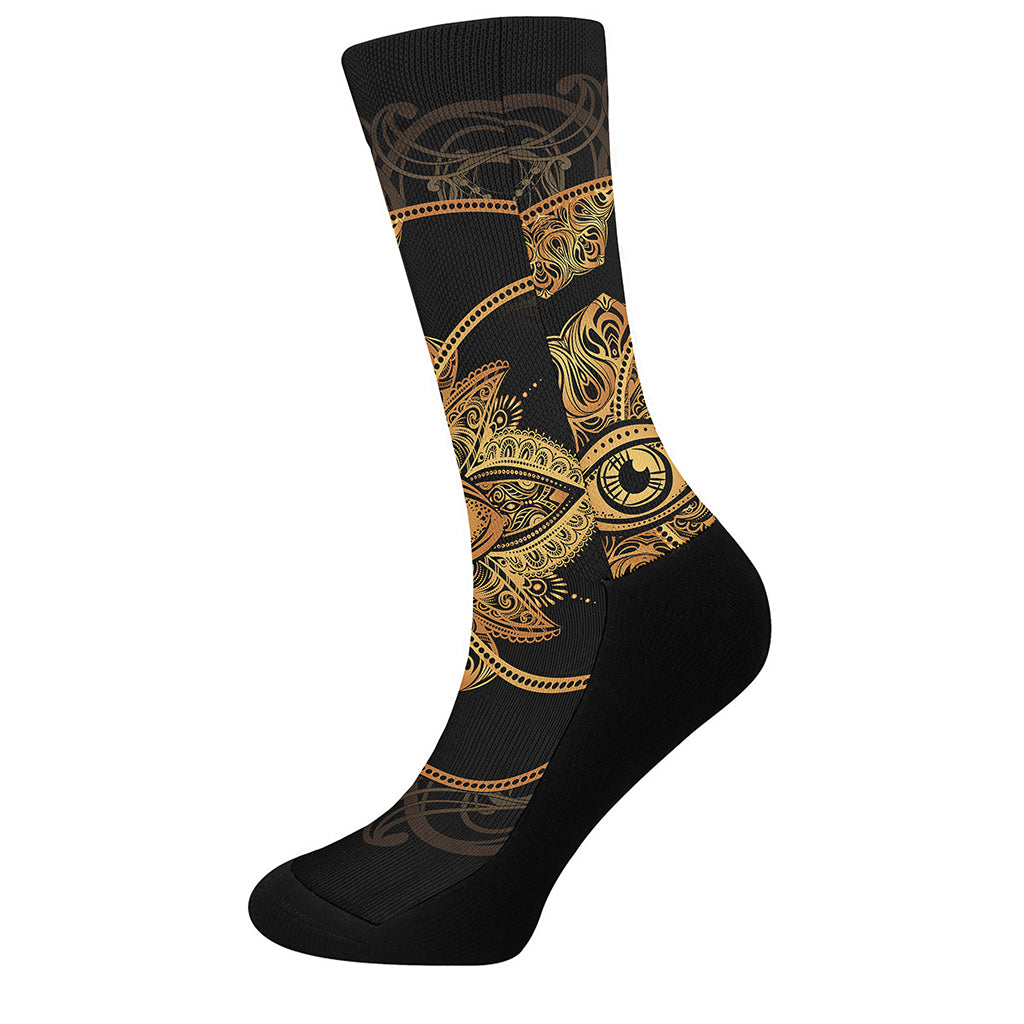 Bohemian Sun And Moon Print Crew Socks