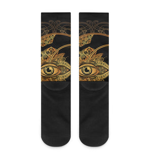 Bohemian Sun And Moon Print Crew Socks