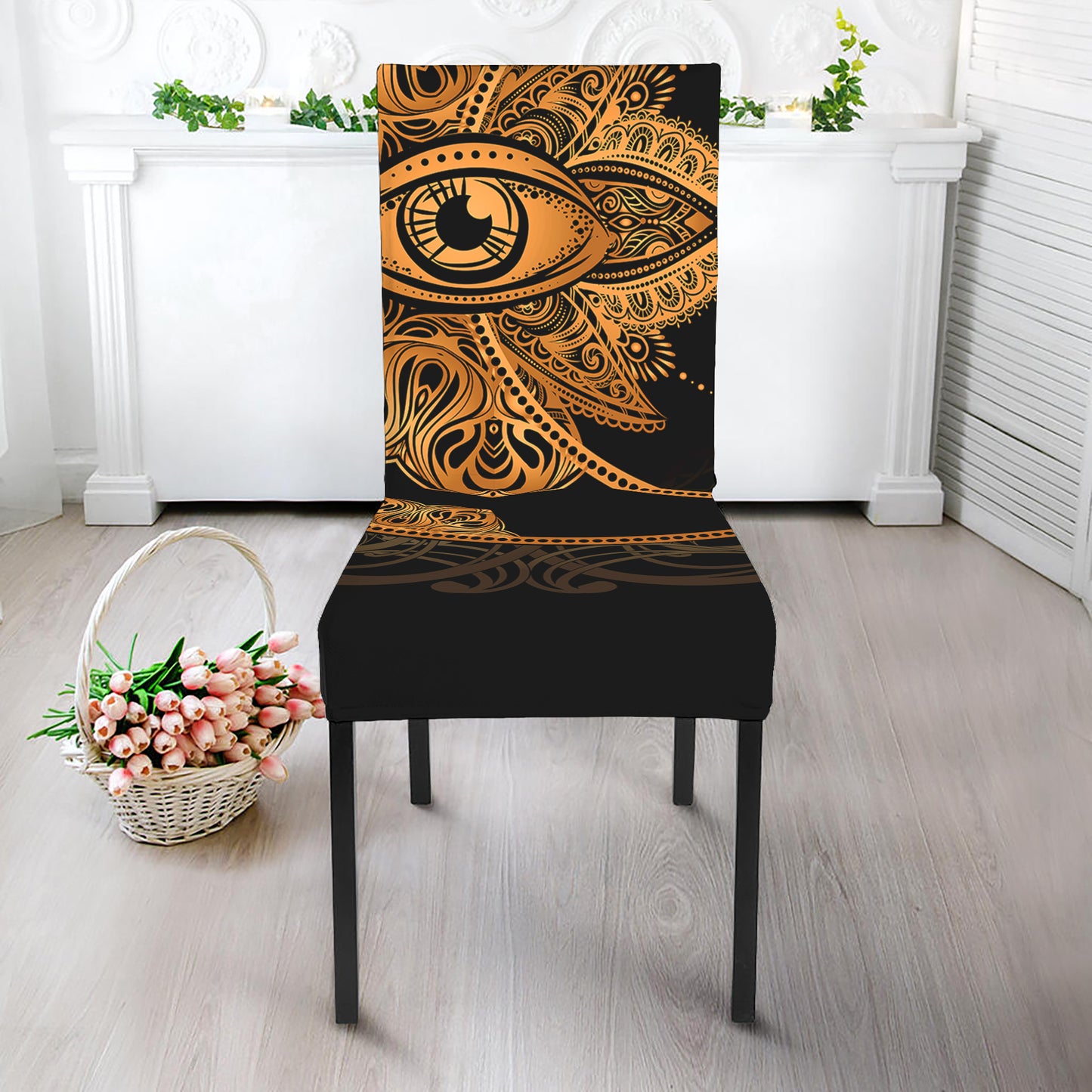 Bohemian Sun And Moon Print Dining Chair Slipcover