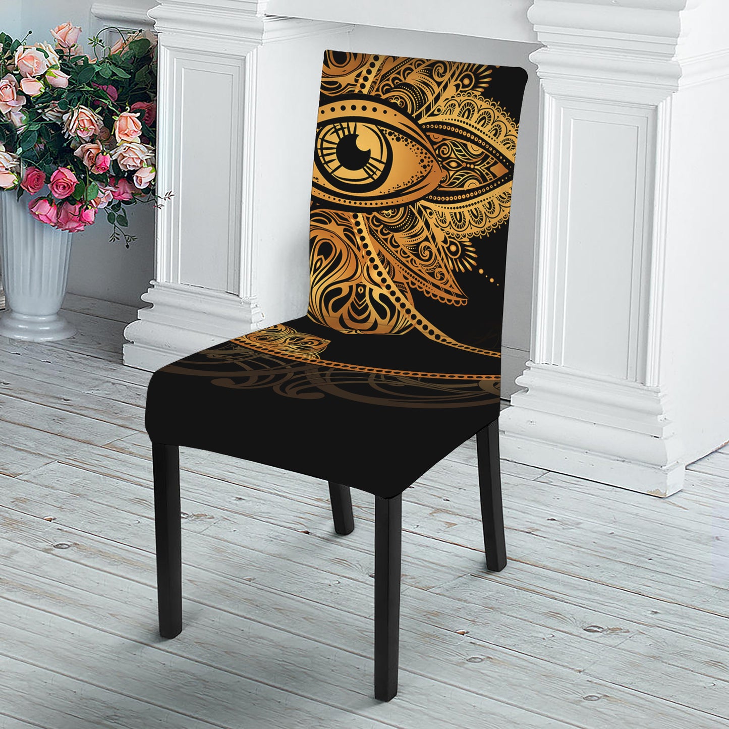 Bohemian Sun And Moon Print Dining Chair Slipcover