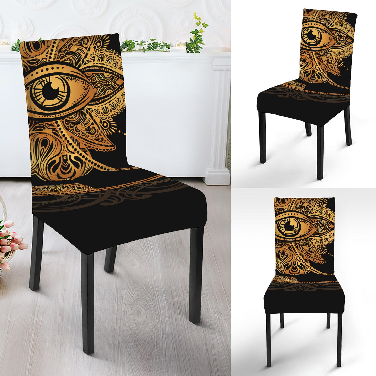 Bohemian Sun And Moon Print Dining Chair Slipcover