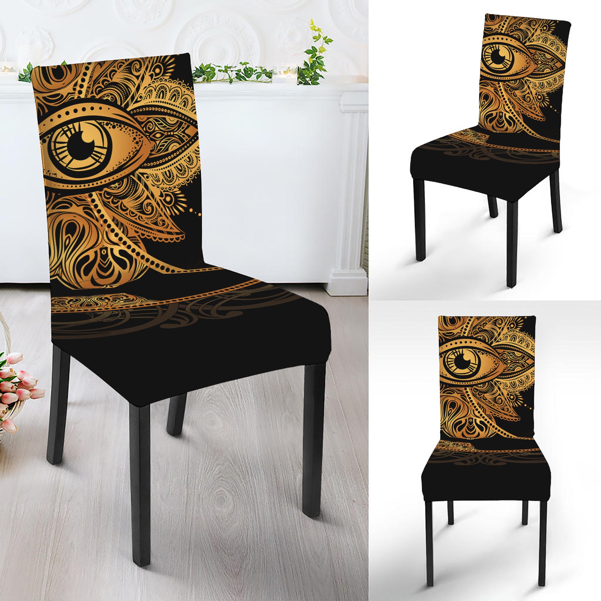Bohemian Sun And Moon Print Dining Chair Slipcover
