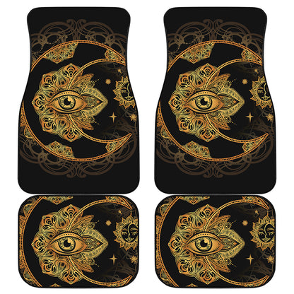 Bohemian Sun And Moon Print Front and Back Car Floor Mats