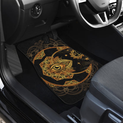 Bohemian Sun And Moon Print Front and Back Car Floor Mats