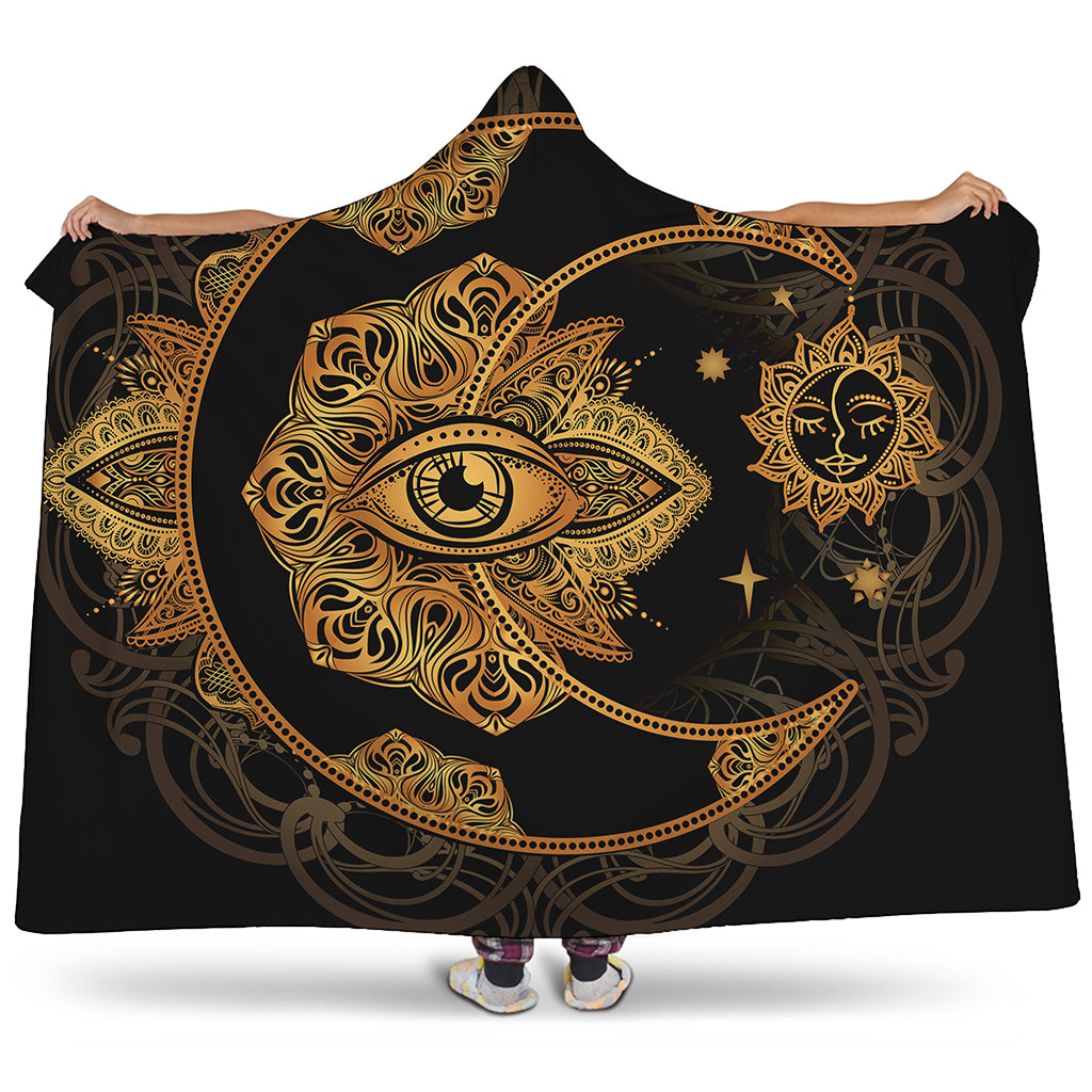 Bohemian Sun And Moon Print Hooded Blanket
