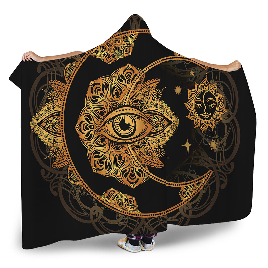 Bohemian Sun And Moon Print Hooded Blanket