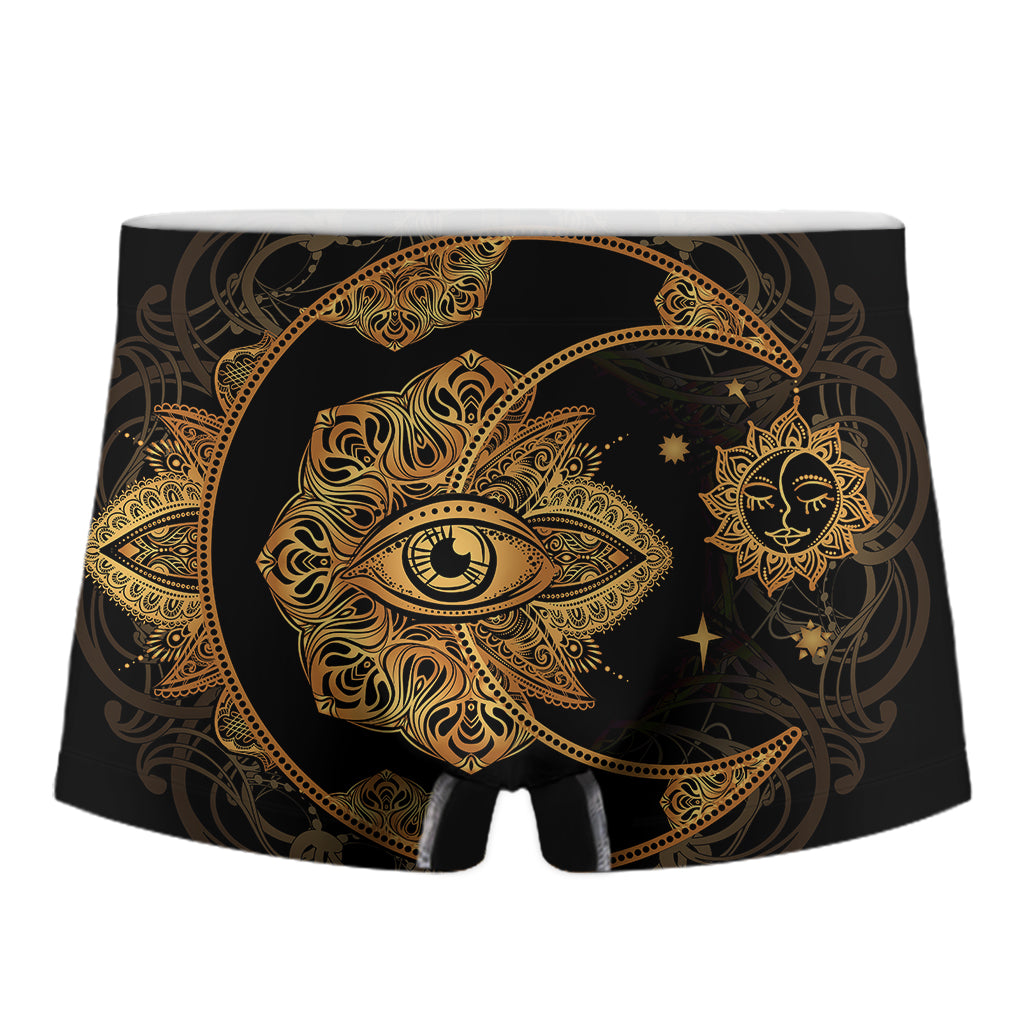 Bohemian Sun And Moon Print Men's Boxer Briefs