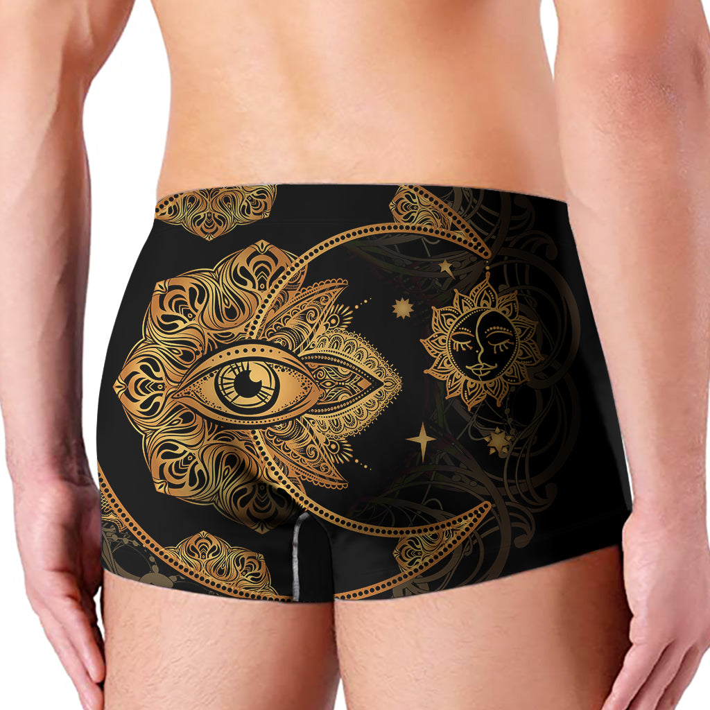 Bohemian Sun And Moon Print Men's Boxer Briefs