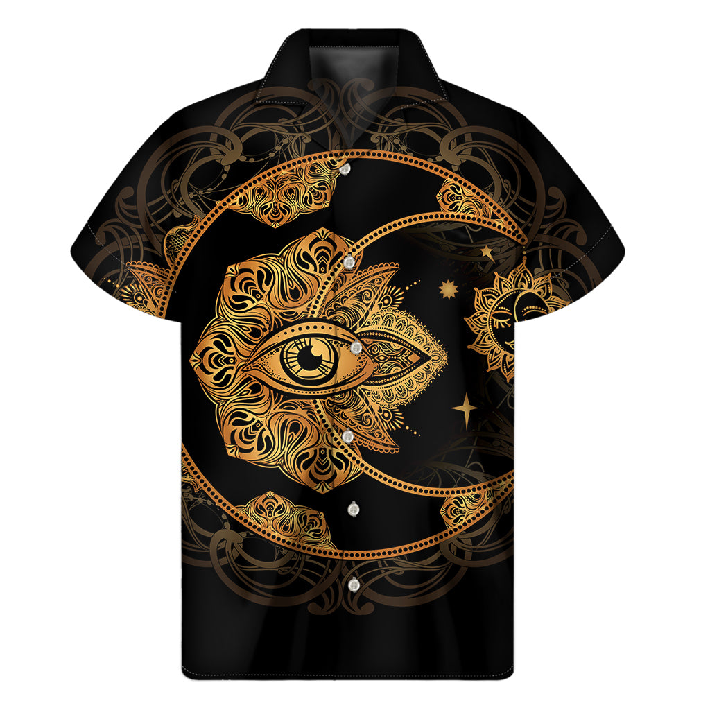 Bohemian Sun And Moon Print Men's Short Sleeve Shirt