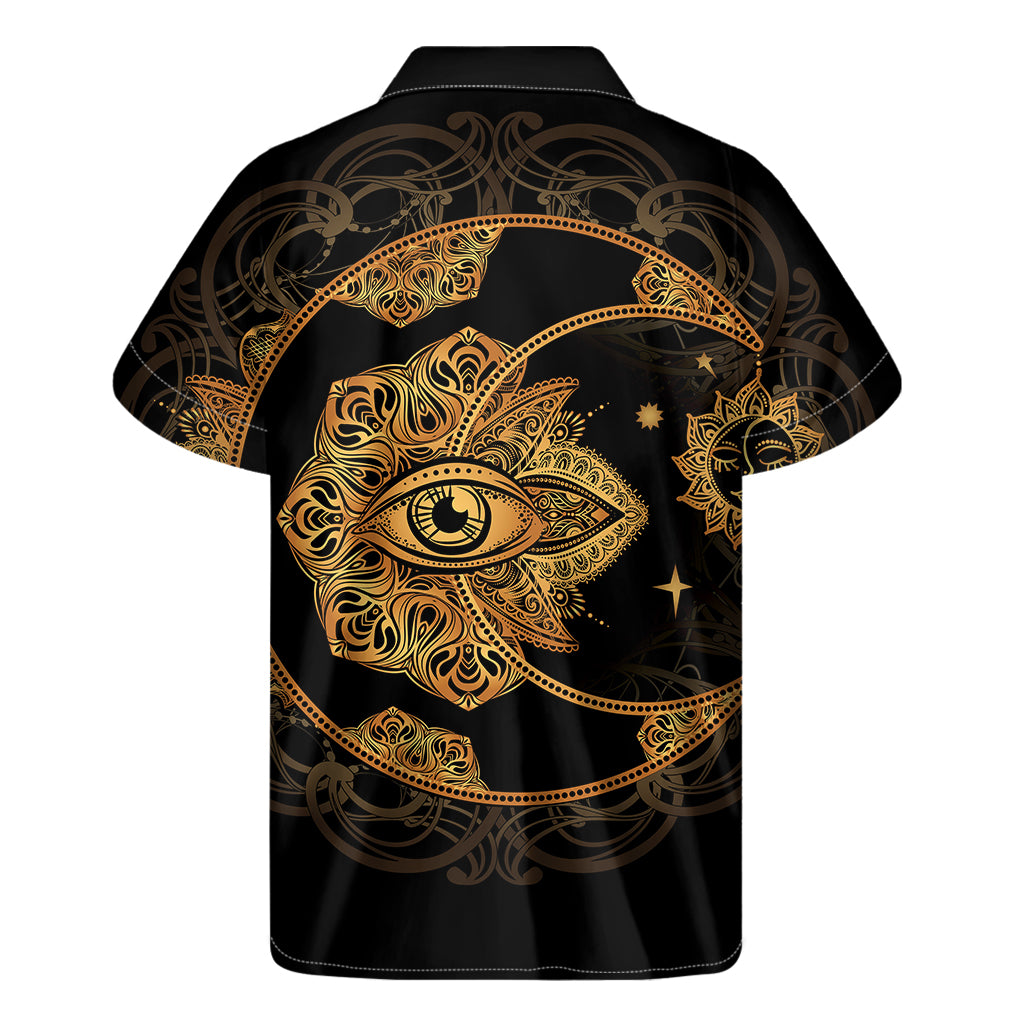Bohemian Sun And Moon Print Men's Short Sleeve Shirt