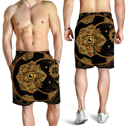 Bohemian Sun And Moon Print Men's Shorts