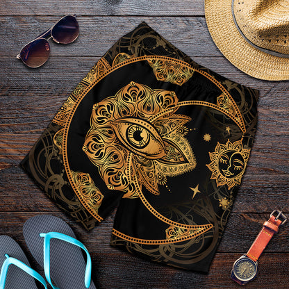 Bohemian Sun And Moon Print Men's Shorts