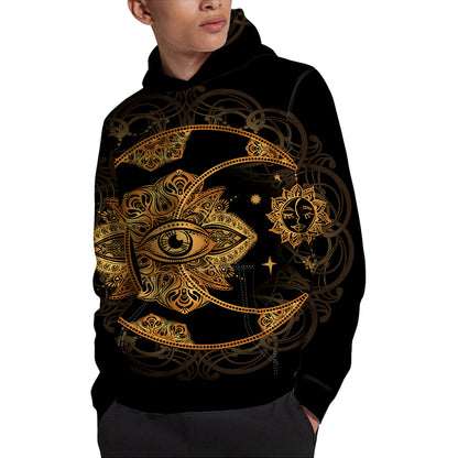 Bohemian Sun And Moon Print Pullover Hoodie