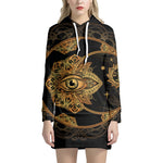 Bohemian Sun And Moon Print Pullover Hoodie Dress