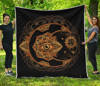Bohemian Sun And Moon Print Quilt