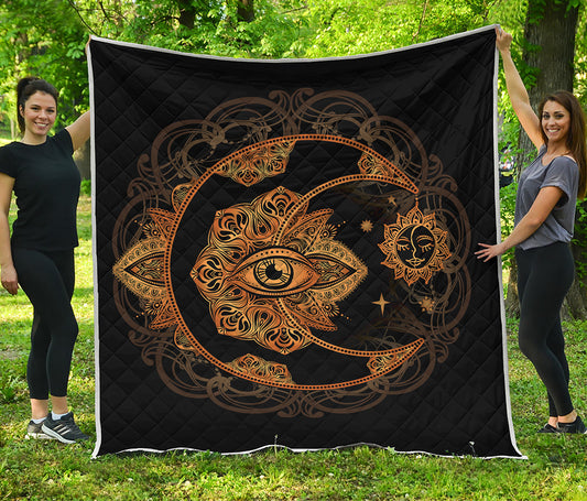Bohemian Sun And Moon Print Quilt