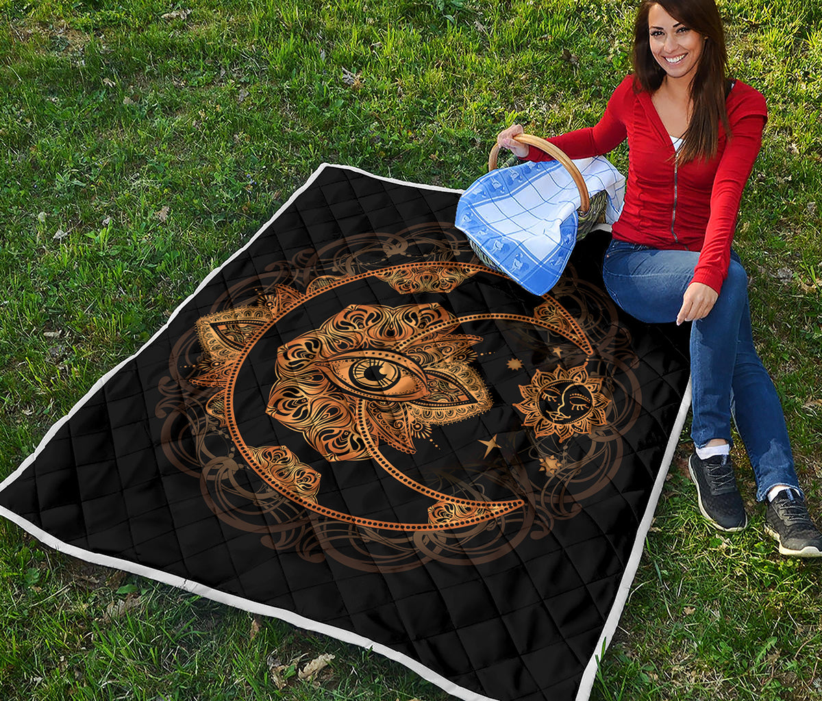 Bohemian Sun And Moon Print Quilt