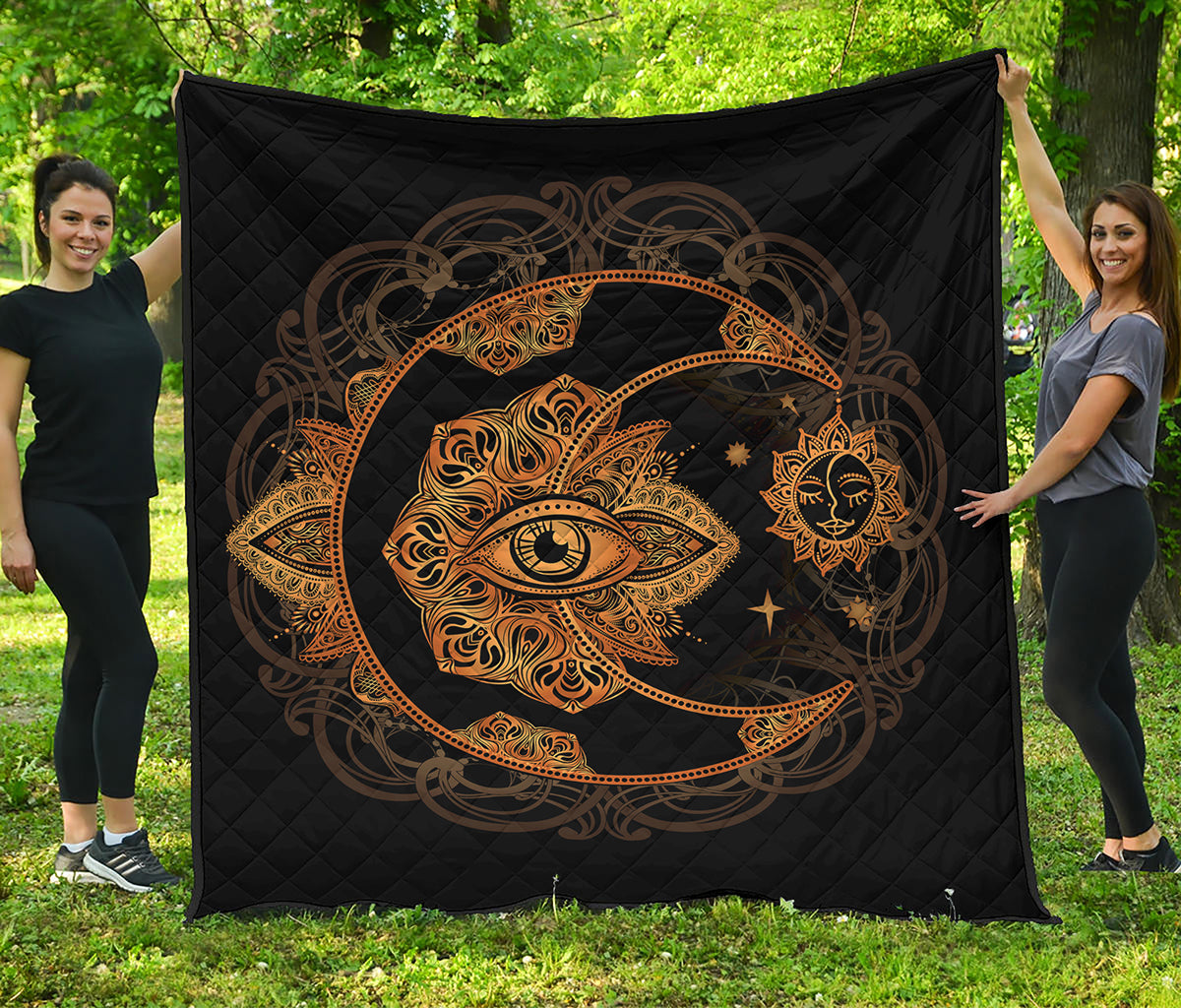 Bohemian Sun And Moon Print Quilt
