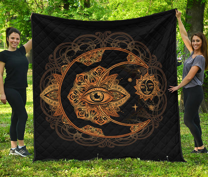 Bohemian Sun And Moon Print Quilt