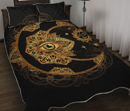 Bohemian Sun And Moon Print Quilt Bed Set