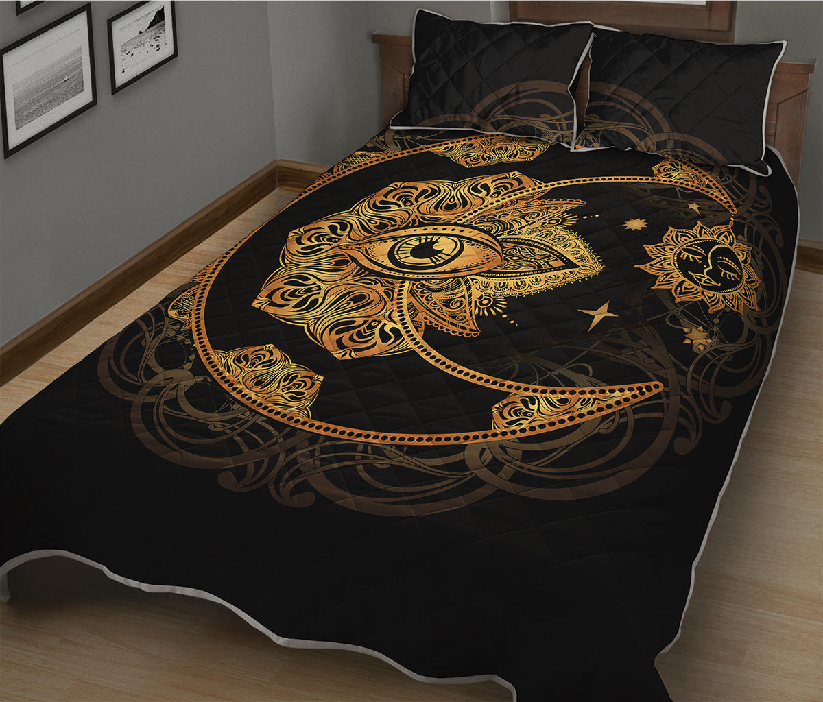Bohemian Sun And Moon Print Quilt Bed Set