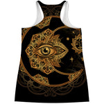 Bohemian Sun And Moon Print Women's Racerback Tank Top