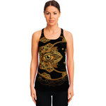 Bohemian Sun And Moon Print Women's Racerback Tank Top