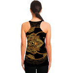 Bohemian Sun And Moon Print Women's Racerback Tank Top