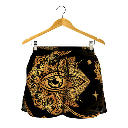Bohemian Sun And Moon Print Women's Shorts