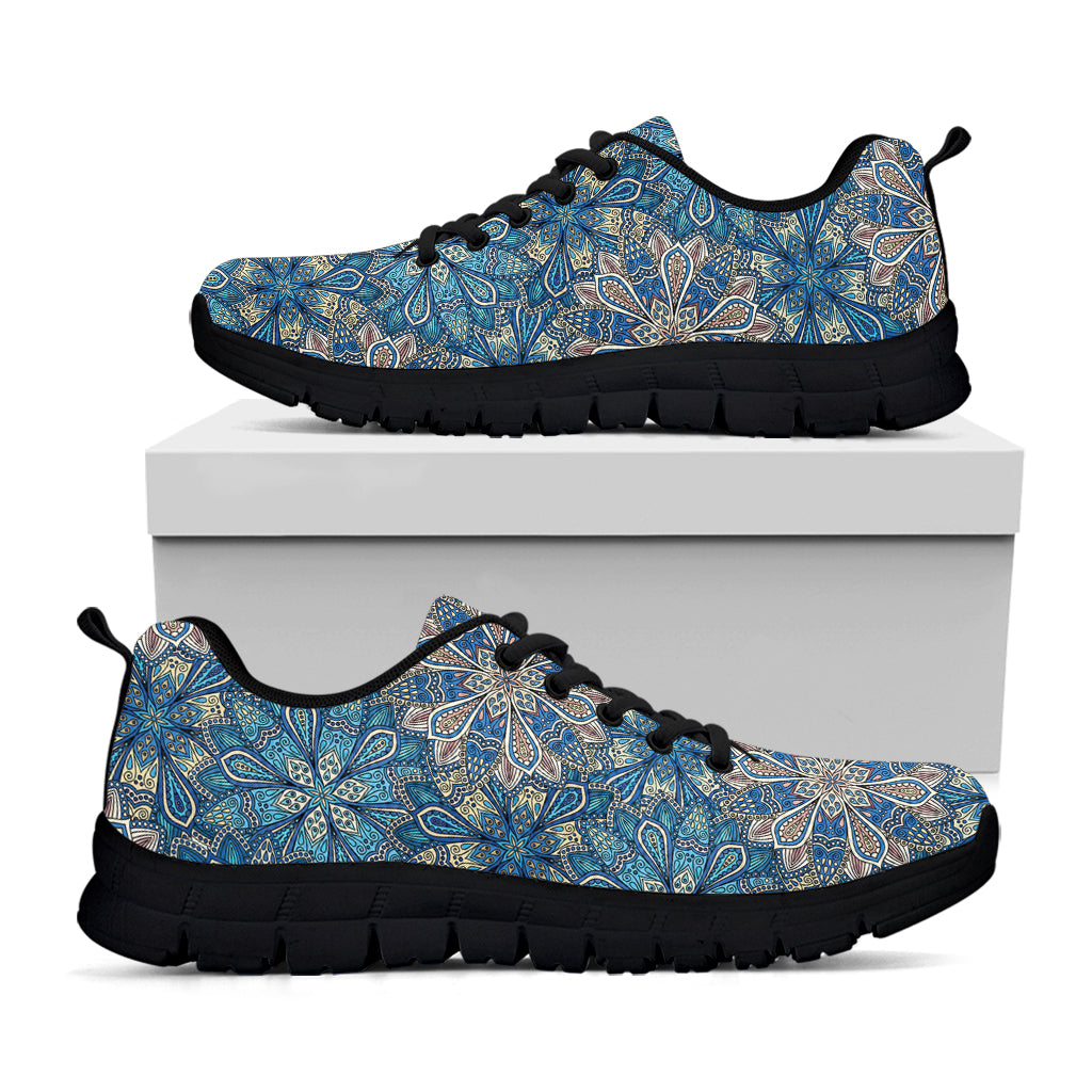 Boho Chic Mandala Floral Print Black Sneakers