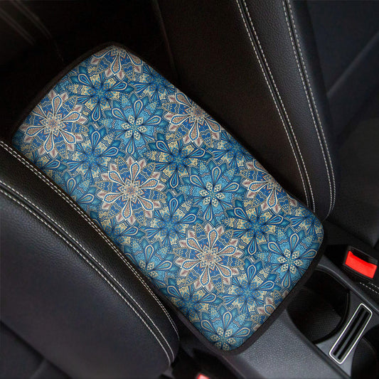 Boho Chic Mandala Floral Print Car Center Console Cover
