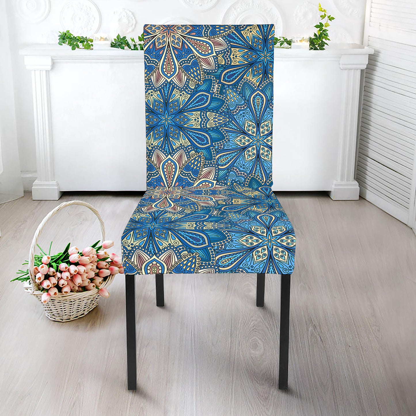Boho Chic Mandala Floral Print Dining Chair Slipcover