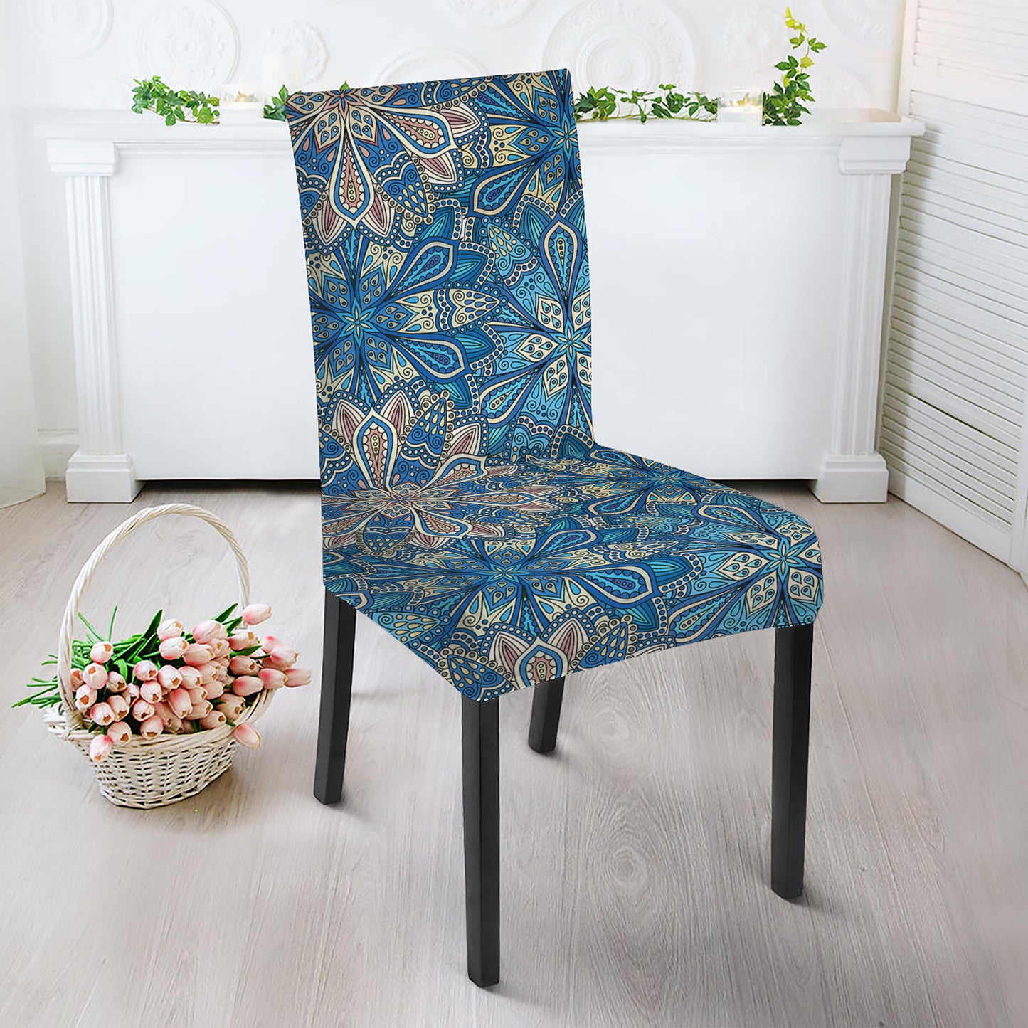Boho Chic Mandala Floral Print Dining Chair Slipcover