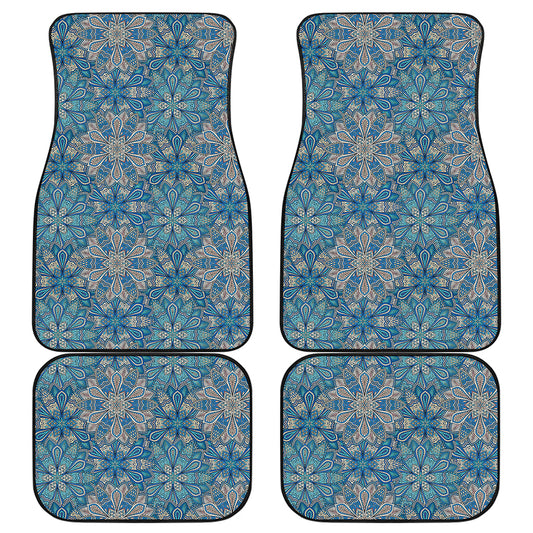 Boho Chic Mandala Floral Print Front and Back Car Floor Mats