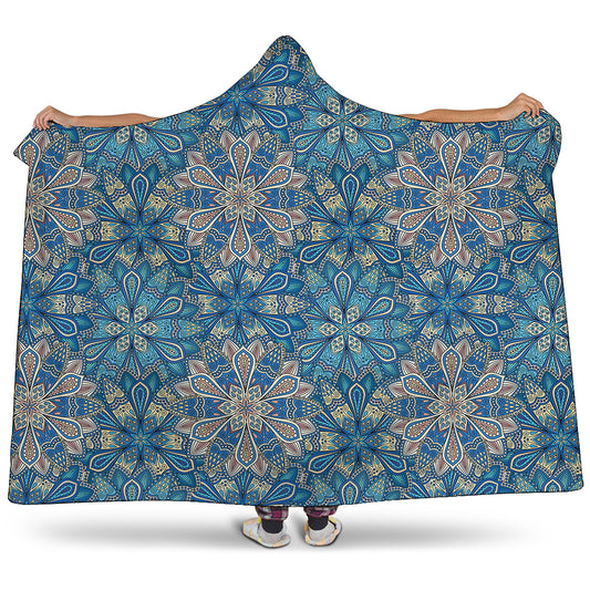 Boho Chic Mandala Floral Print Hooded Blanket