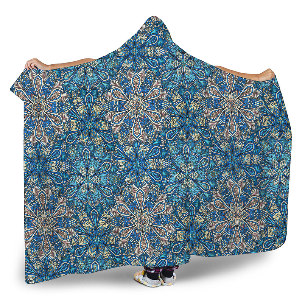Boho Chic Mandala Floral Print Hooded Blanket