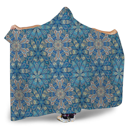 Boho Chic Mandala Floral Print Hooded Blanket