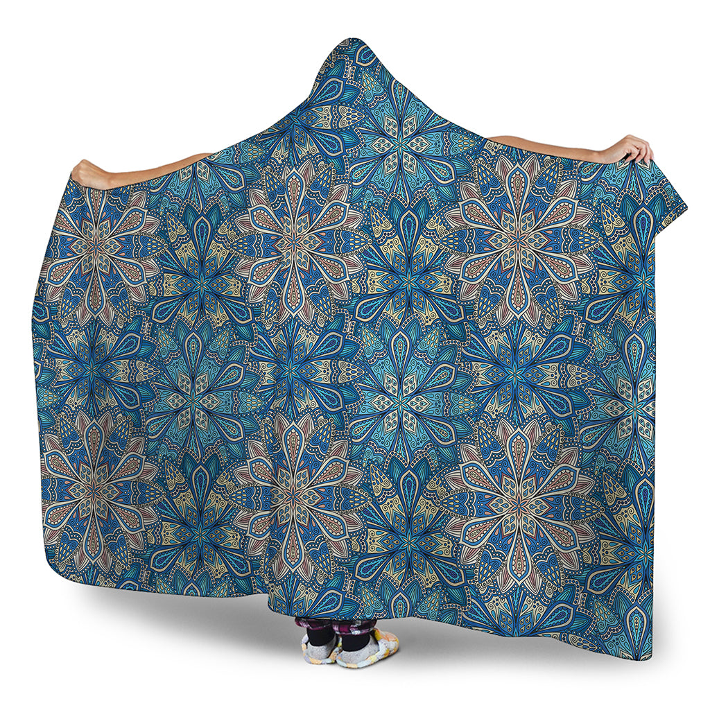 Boho Chic Mandala Floral Print Hooded Blanket