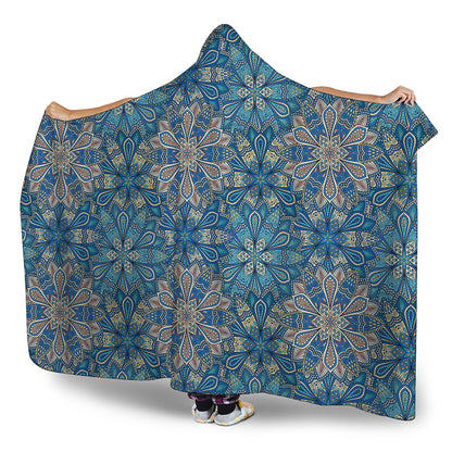 Boho Chic Mandala Floral Print Hooded Blanket