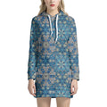 Boho Chic Mandala Floral Print Pullover Hoodie Dress