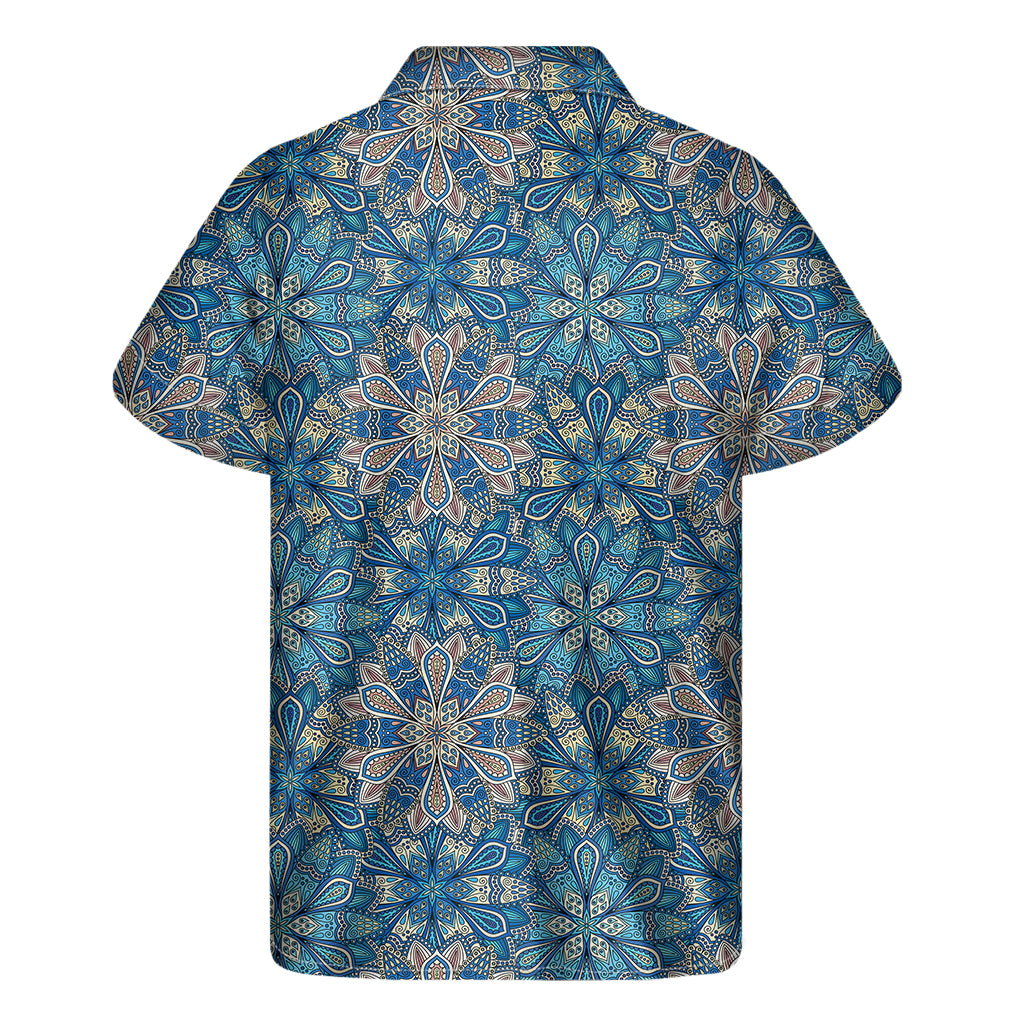 Boho Chic Mandala Floral Print Men's Short Sleeve Shirt