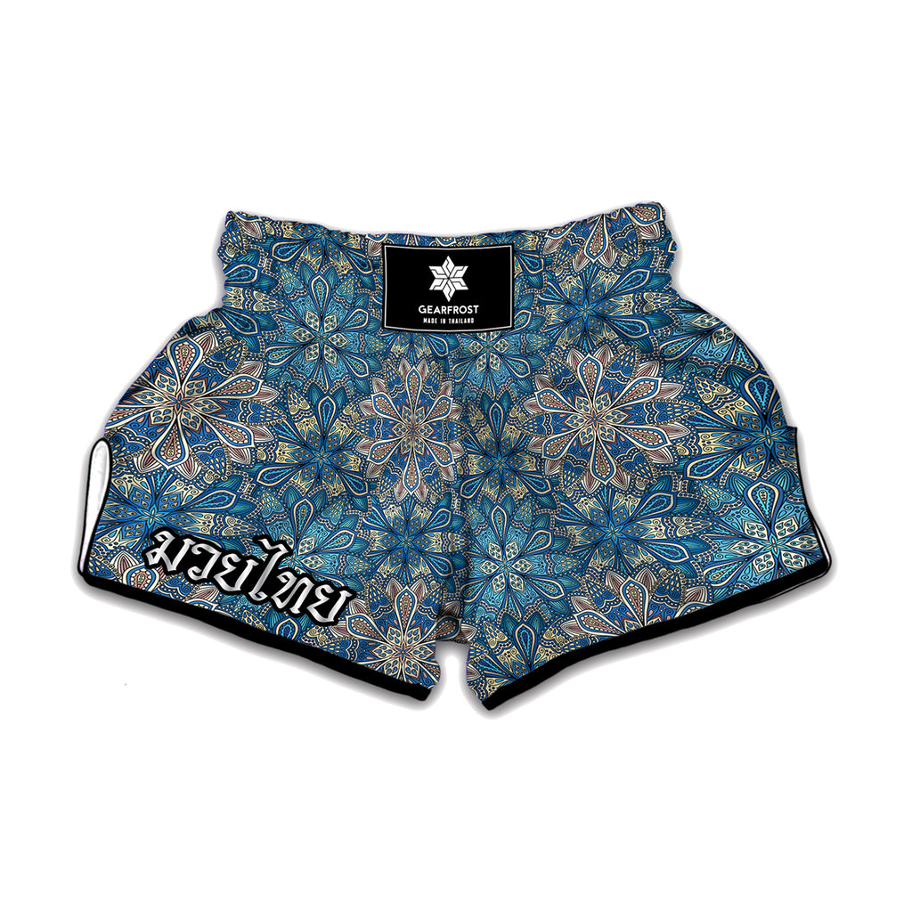 Boho Chic Mandala Floral Print Muay Thai Boxing Shorts