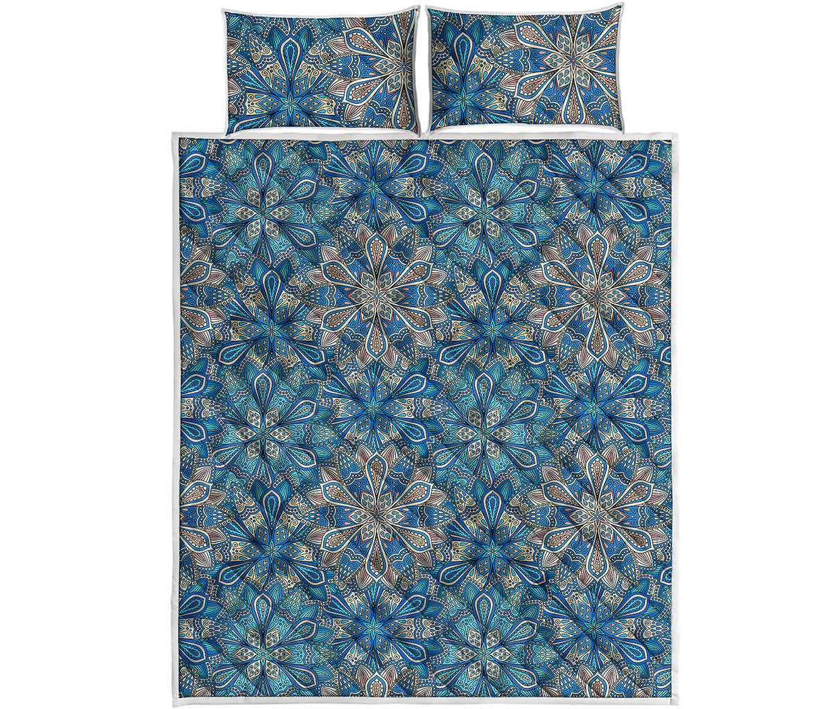 Boho Chic Mandala Floral Print Quilt Bed Set