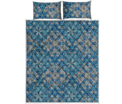 Boho Chic Mandala Floral Print Quilt Bed Set