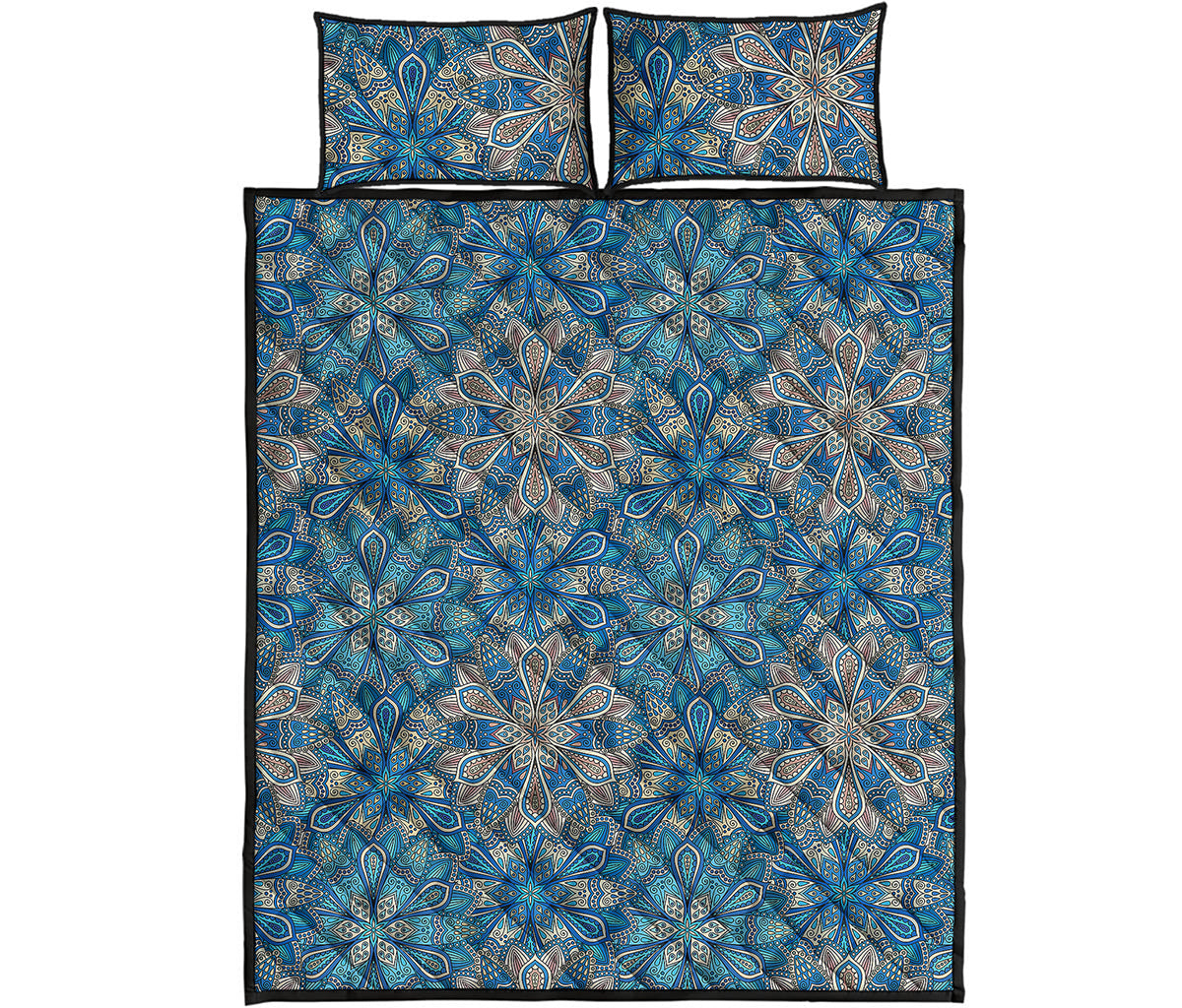 Boho Chic Mandala Floral Print Quilt Bed Set