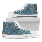 Boho Chic Mandala Floral Print White High Top Shoes