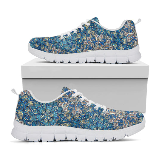 Boho Chic Mandala Floral Print White Sneakers
