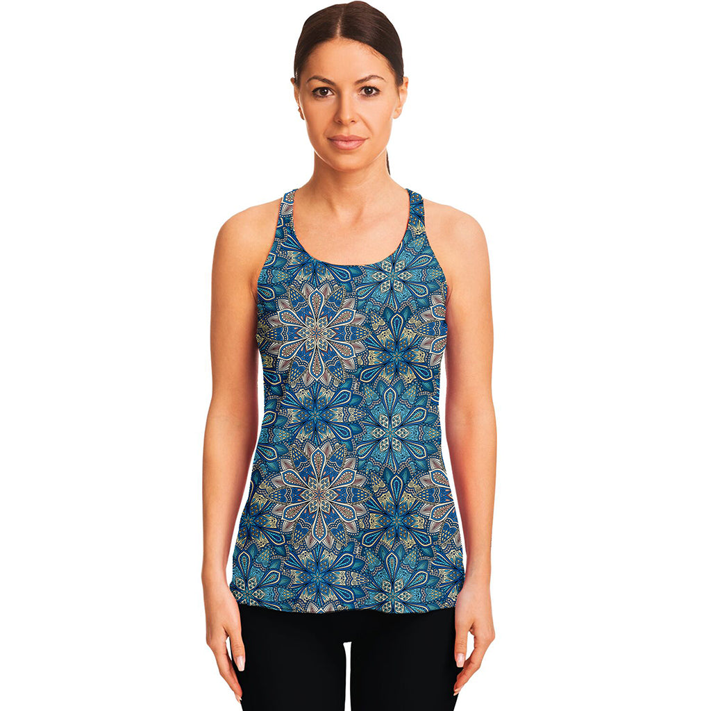 Boho Chic Mandala Floral Print Women's Racerback Tank Top
